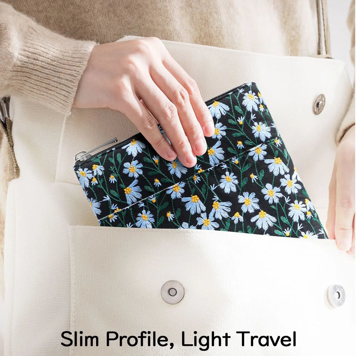 9-11 Inch Embroidered Daisy Padded Carrying Case Protective Tablet Sleeve for iPad A16 11th Gen 11