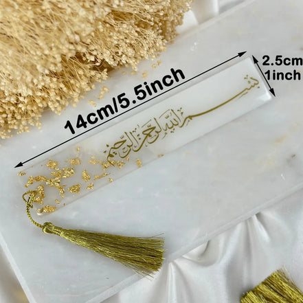 1Pcs Ramadan Mubarak Pearlescent Gradient Resin Bookmark with Tassel Eid Al-Fitr Gift Muslim Islamic Holiday Quran Accessories
