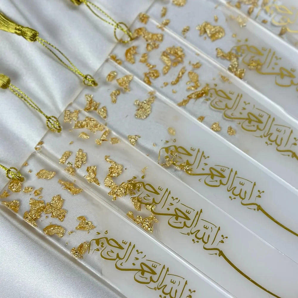 1Pcs Ramadan Mubarak Pearlescent Gradient Resin Bookmark with Tassel Eid Al-Fitr Gift Muslim Islamic Holiday Quran Accessories