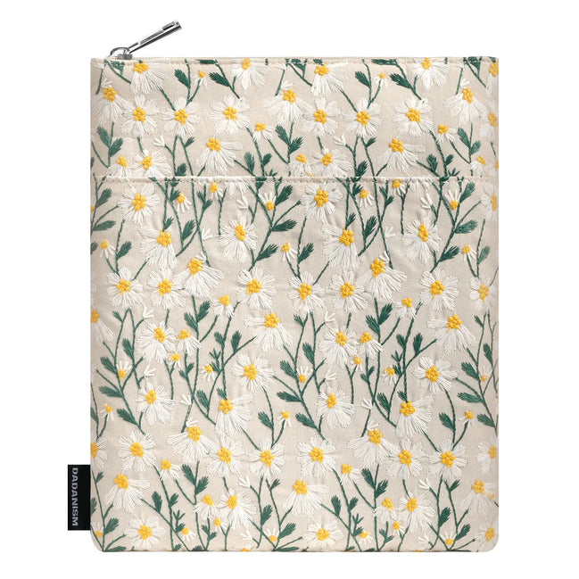 9-11 Inch Embroidered Daisy Padded Carrying Case Protective Tablet Sleeve for iPad A16 11th Gen 11"/10th Gen 10.9,6" Kindle/Kobo