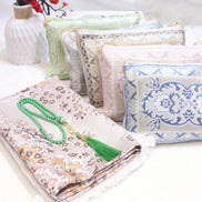 Portable Crossbody Chenille Prayer Rug, Printed Chenille Crossbody Style Prayer Mat Set with 99-Bead Faux Pearl Prayer Beads