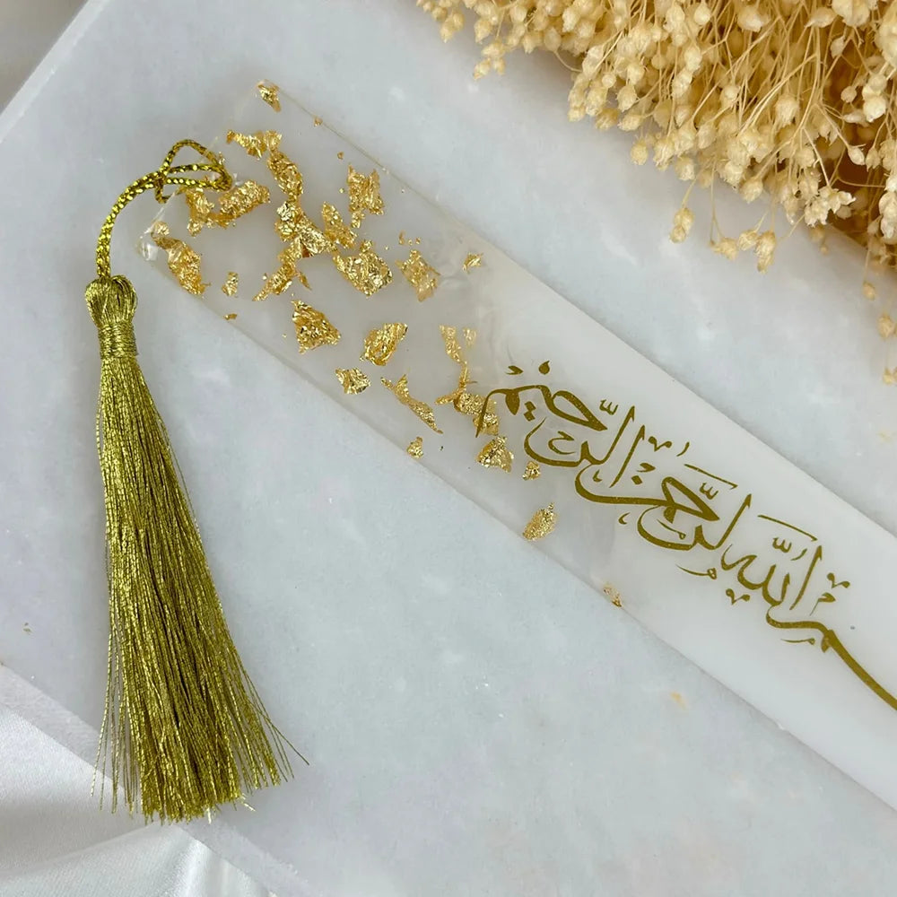 1Pcs Ramadan Mubarak Pearlescent Gradient Resin Bookmark with Tassel Eid Al-Fitr Gift Muslim Islamic Holiday Quran Accessories